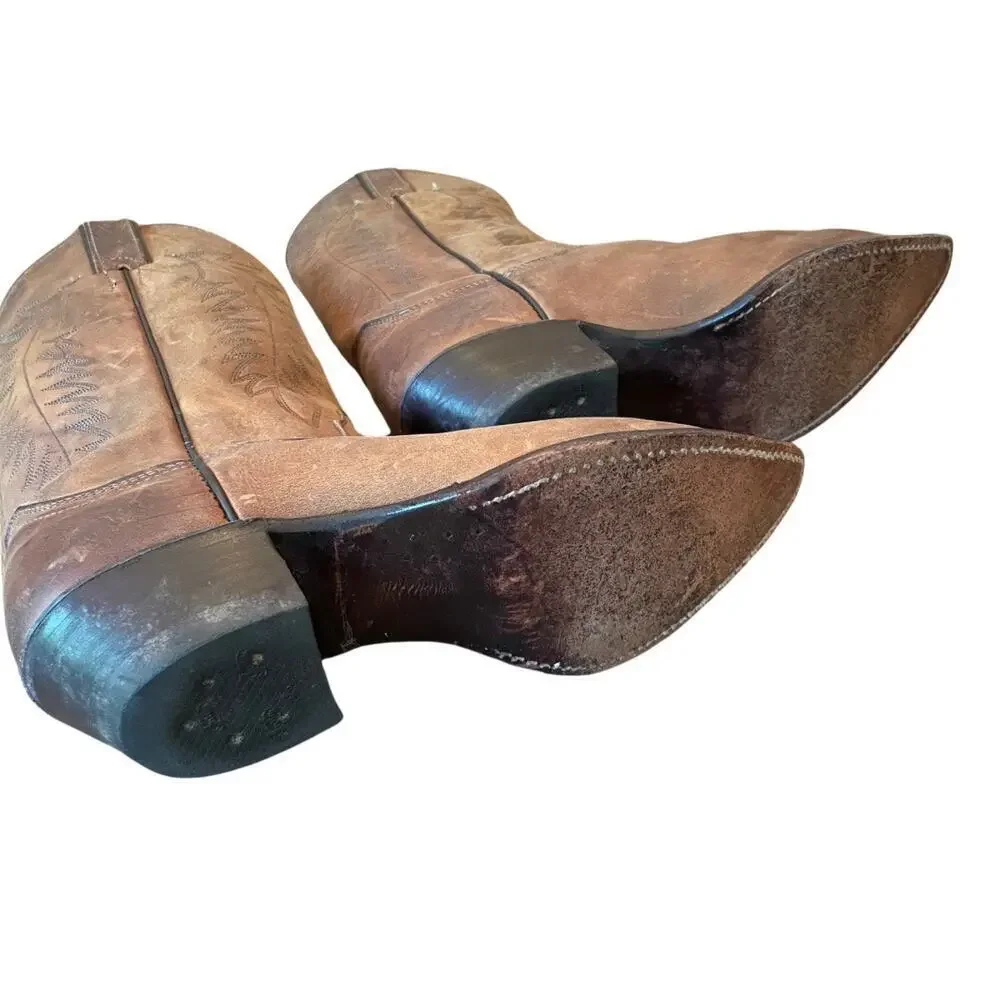 Justin Western Cowboy Boots‎ Brown Leather 7.5 C USA